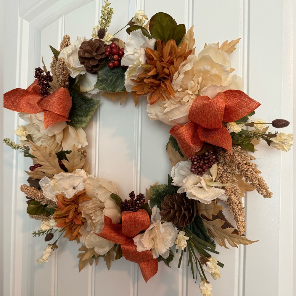 Wreath new handmade fall peonies and hydrangeas